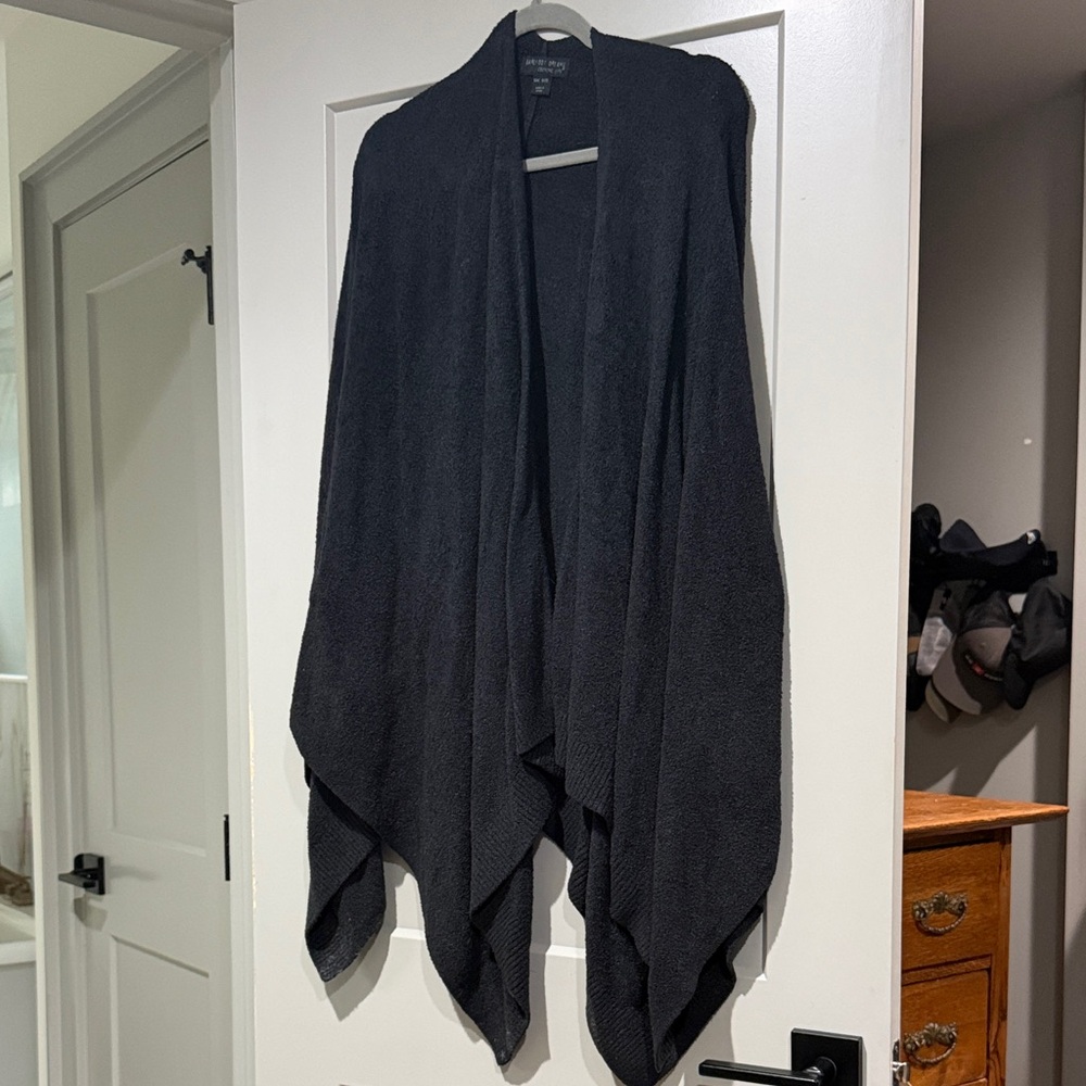 Barefoot Dreams Black Open Front Poncho